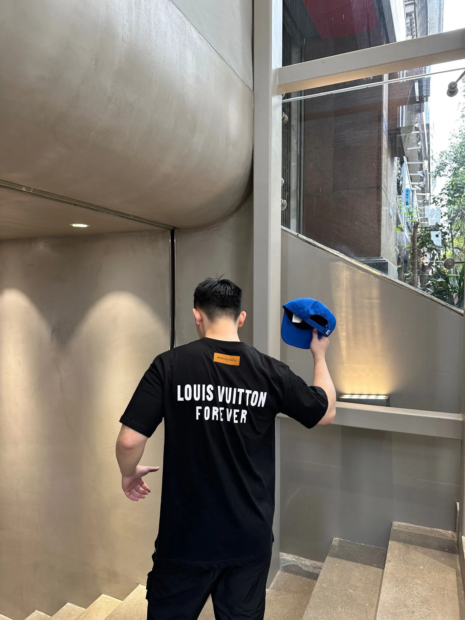 Louis Vuitton/Louis Vuitton 22ss fake pocket letter printed short sleeves